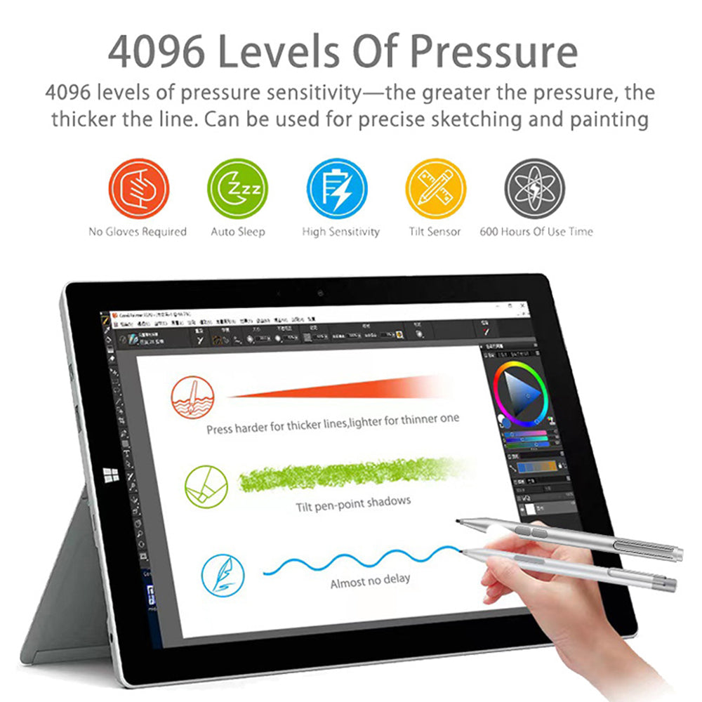 Touch Pen Techsuit F94S for Microsoft Surface / Asus Transformer / Zen / Vivobook / HP Envy / Pavilion / Spectre, Aktiv Versjon, Svart