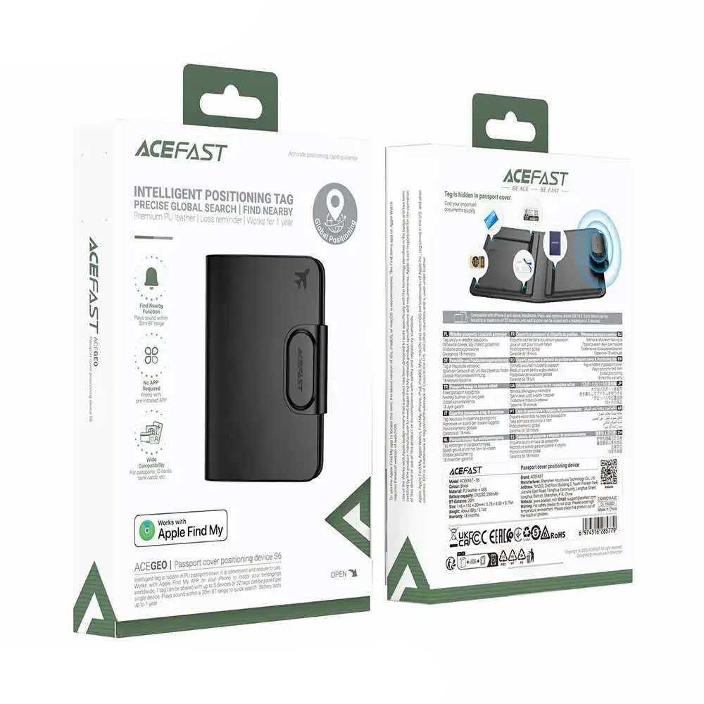Acefast SmartTag Passport S6 for iOS-serien, Svart