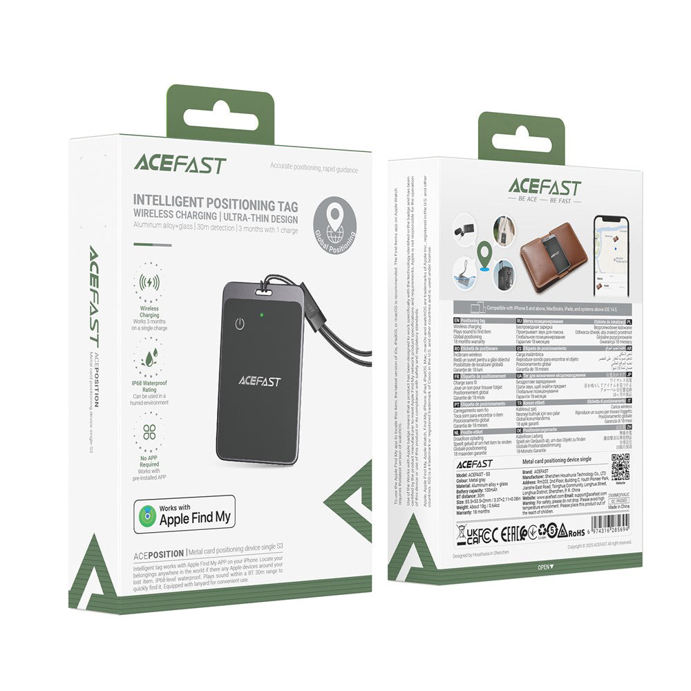 Acefast SmartTag S3 for iOS-serien, Grå