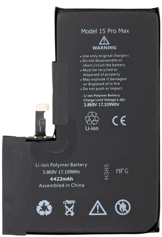 Apple iPhone 15 Pro Max-batteri med integrert Flex BMS-bånd (krever ikke lodding av kontakter)
