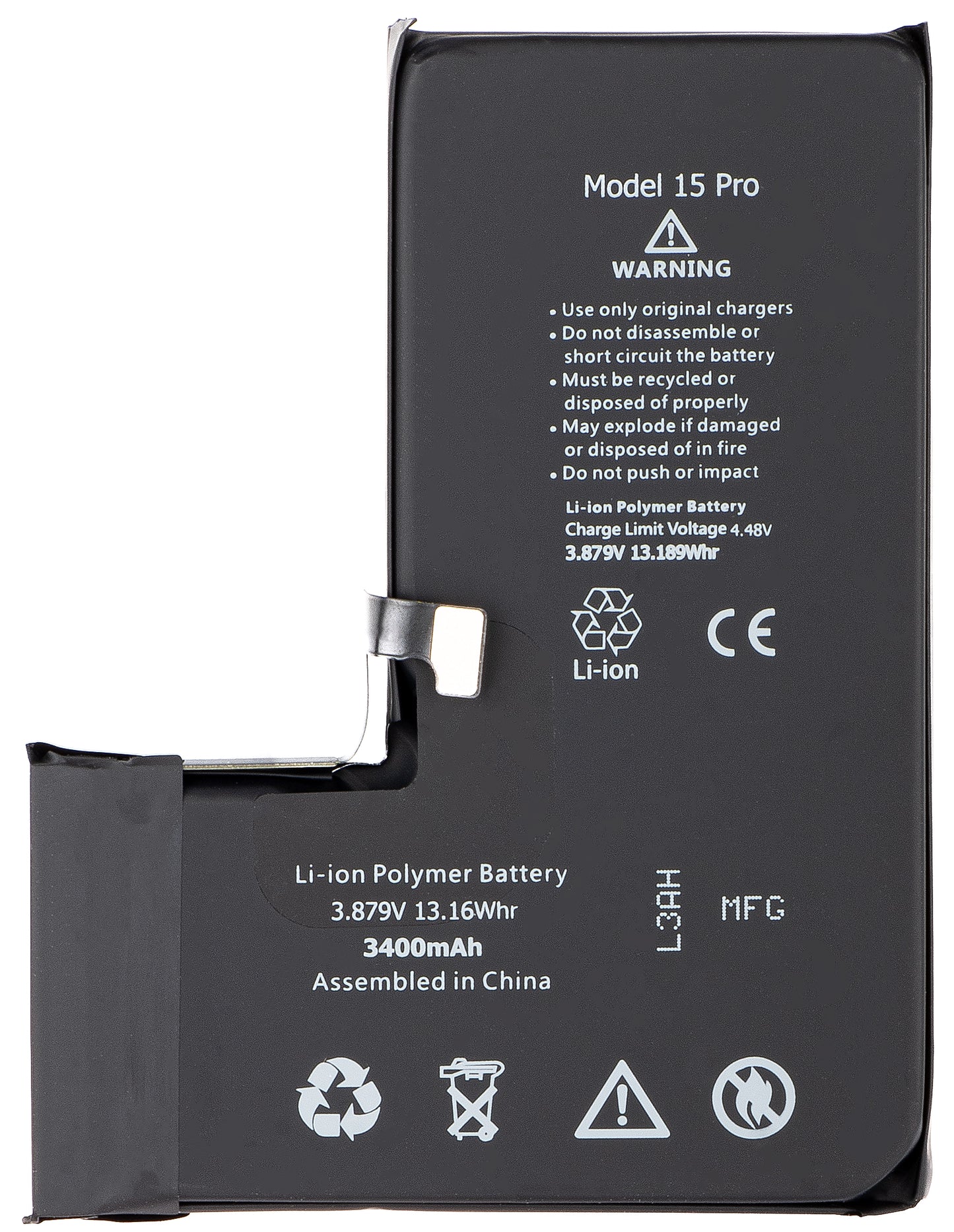 Batteri Apple iPhone 15 Pro, Høy Kapasitet