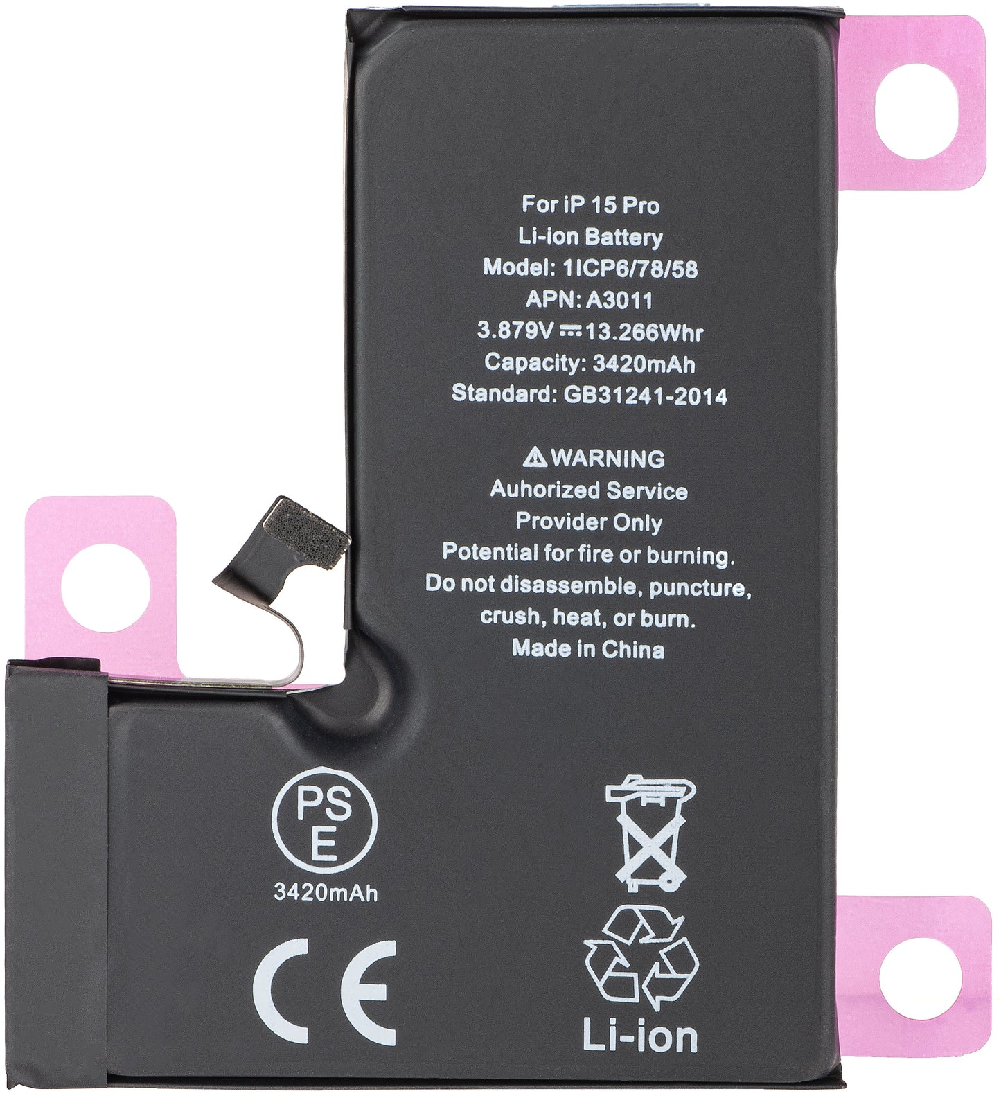 Apple iPhone 15 Pro-batteri, Diagnostic High Capacity