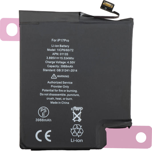 Apple iPhone 17 Pro batteri, USA e-SIM versjon