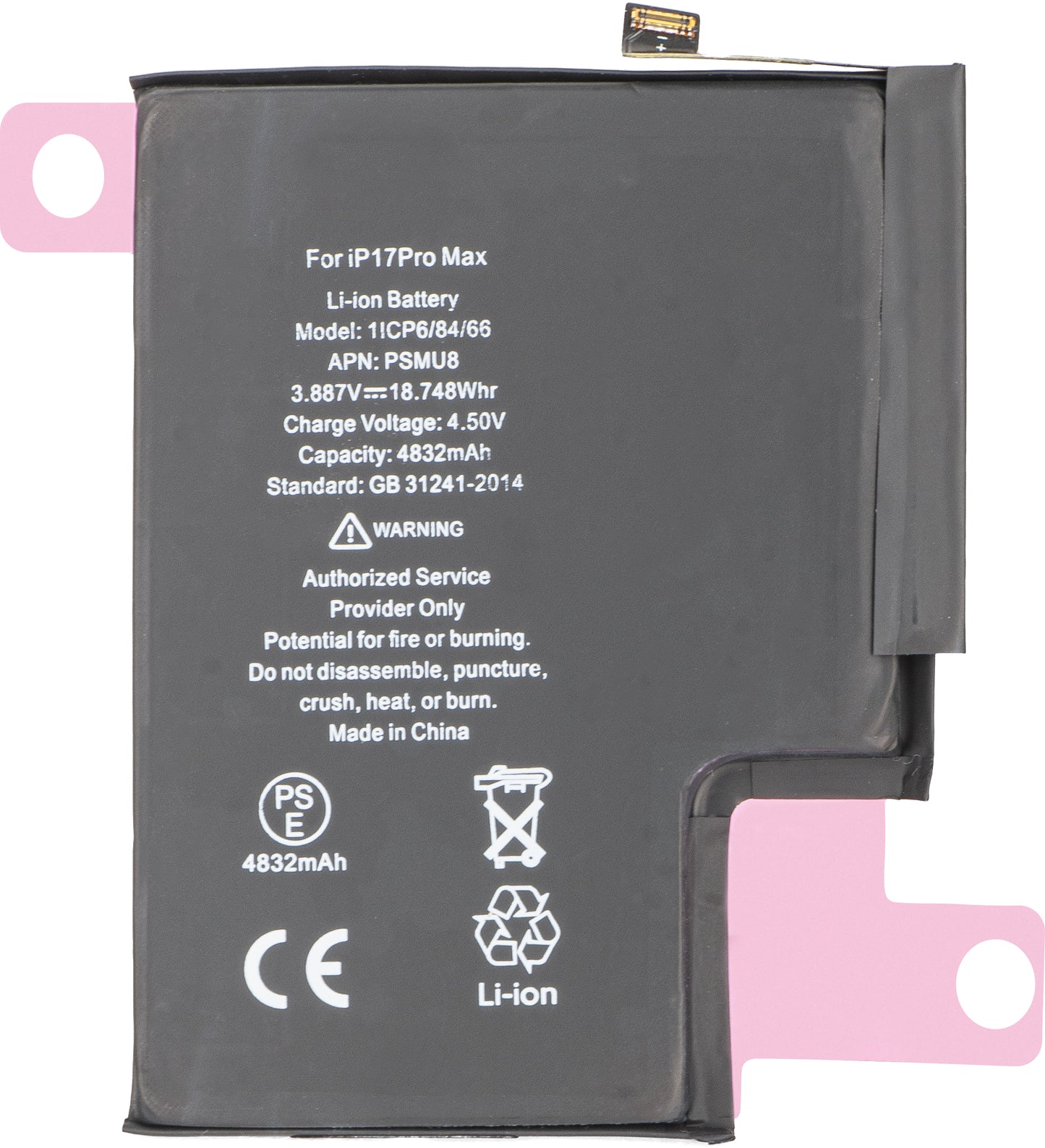 Apple iPhone 17 Pro Max-batteri, forseglet på nytt