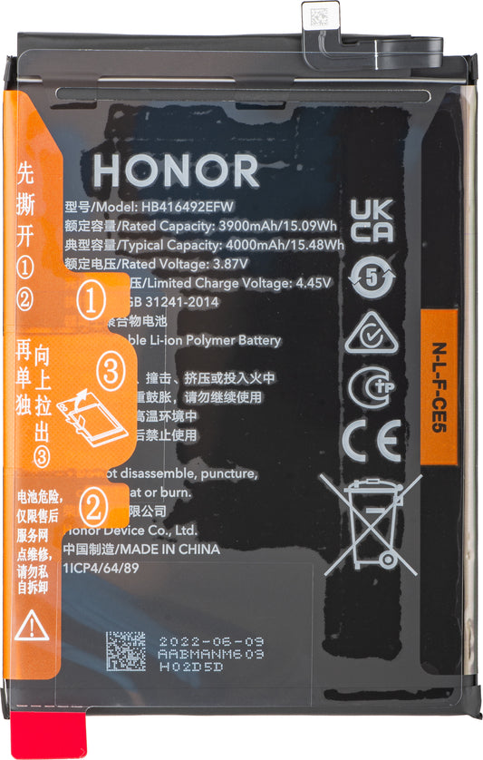 Batteri Honor X8 4G, HB416492EFW, Service Pack 2402AABM