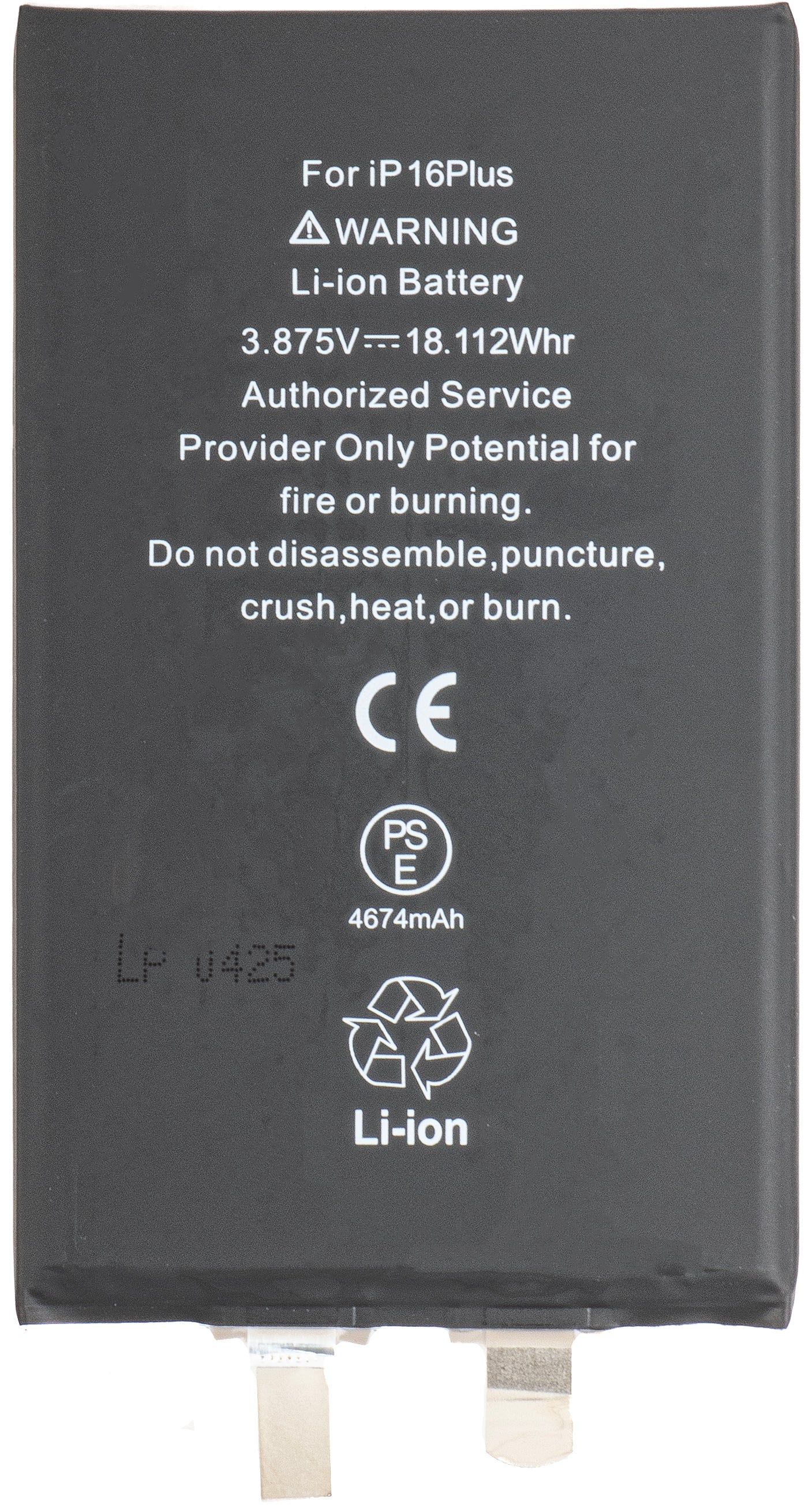 Batteri for Apple iPhone 16 Plus, uten Flex BMS-bånd