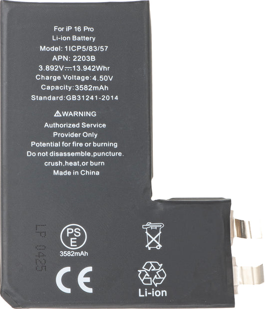 Batteri for Apple iPhone 16 Pro, uten Flex BMS-bånd