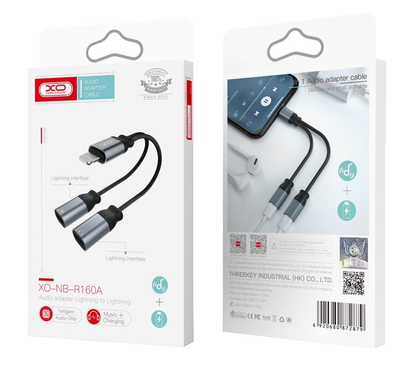 Lydadapter Lightning - 2 x Lightning XO Design NB-R160A, Grå