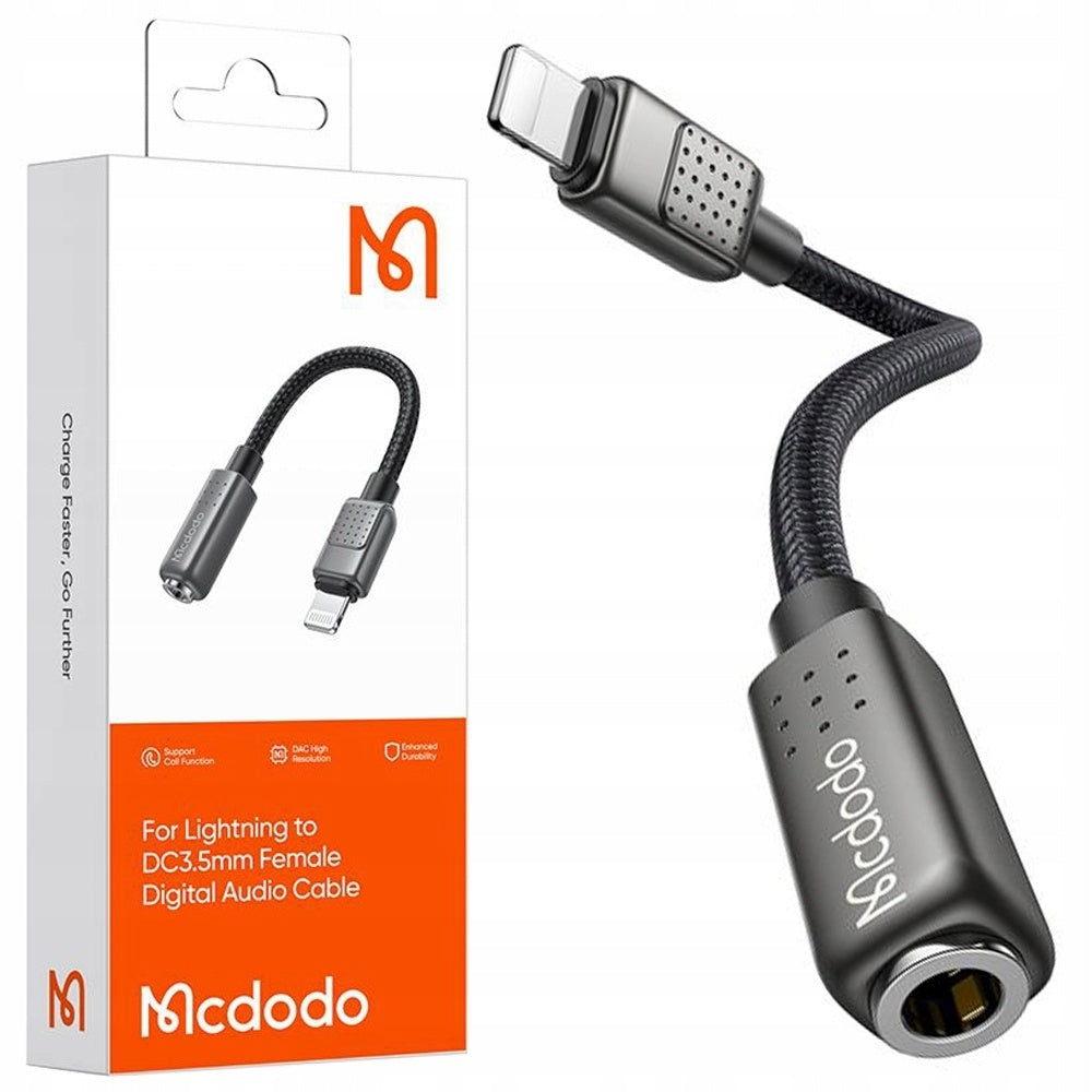 Lightning-lydadapter - 3.5mm McDodo CA-5010, Svart