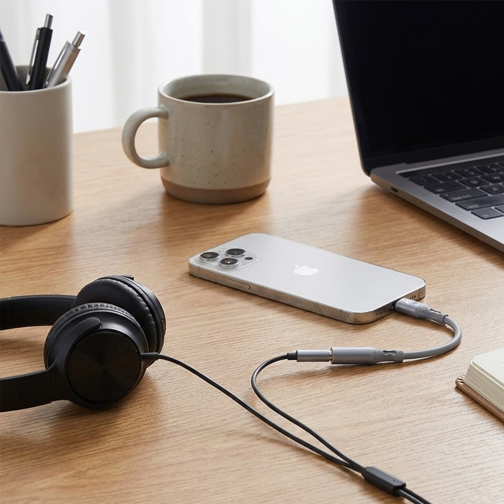 Audioadapter Lightning - 3.5mm Techsuit AC2 SoundFlex, Grå