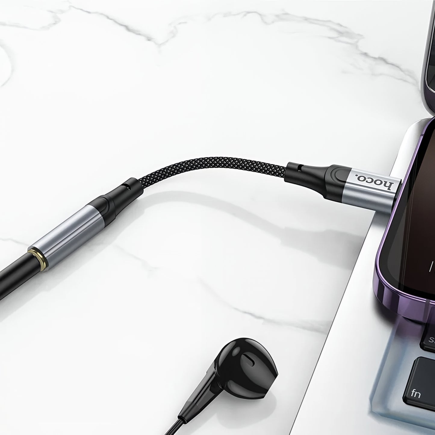 Audioadapter Lightning - 3.5mm HOCO LS36A, Grå