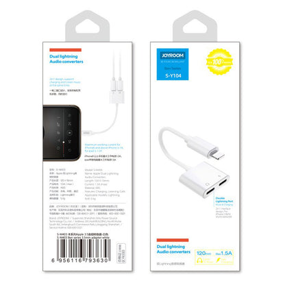 Lightning-lydadapter - 2 x Lightning Joyroom S-Y104, Hvit