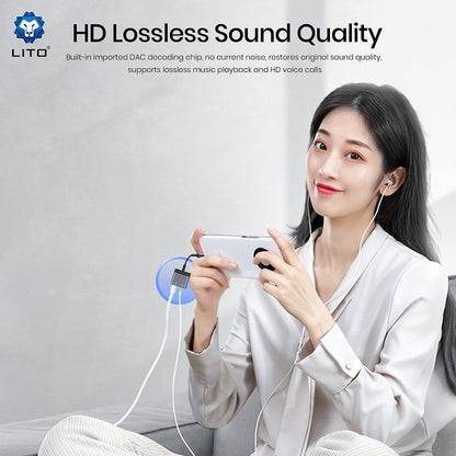 Lydadapter Lightning - Lightning / 3.5mm Lito LA04L, Svart