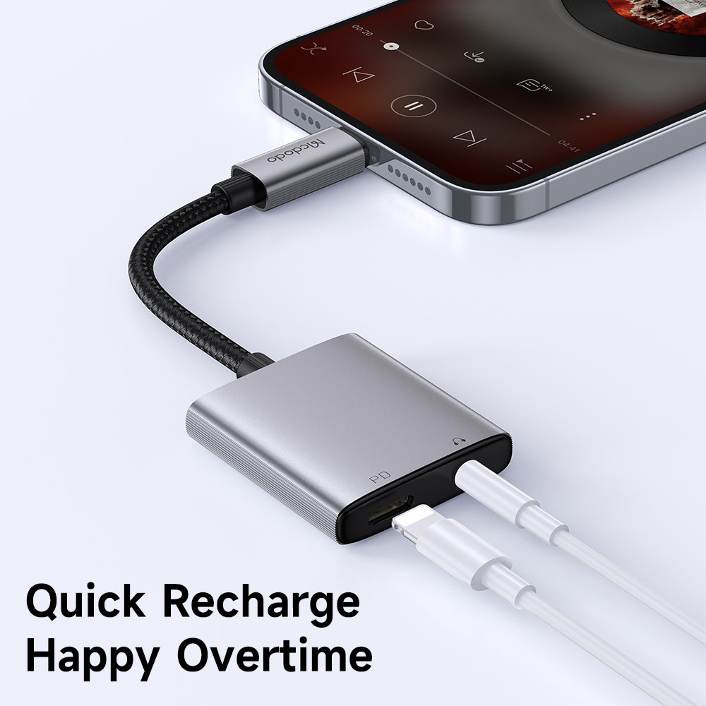 Audioadapter Lightning - Lightning / 3.5mm McDodo CA-5540 Wales, Grå