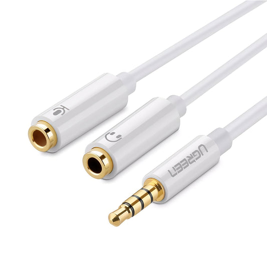 Audio Kabel 3.5mm - 2 x 3.5mm UGREEN AV141, 0.2m, Hvit