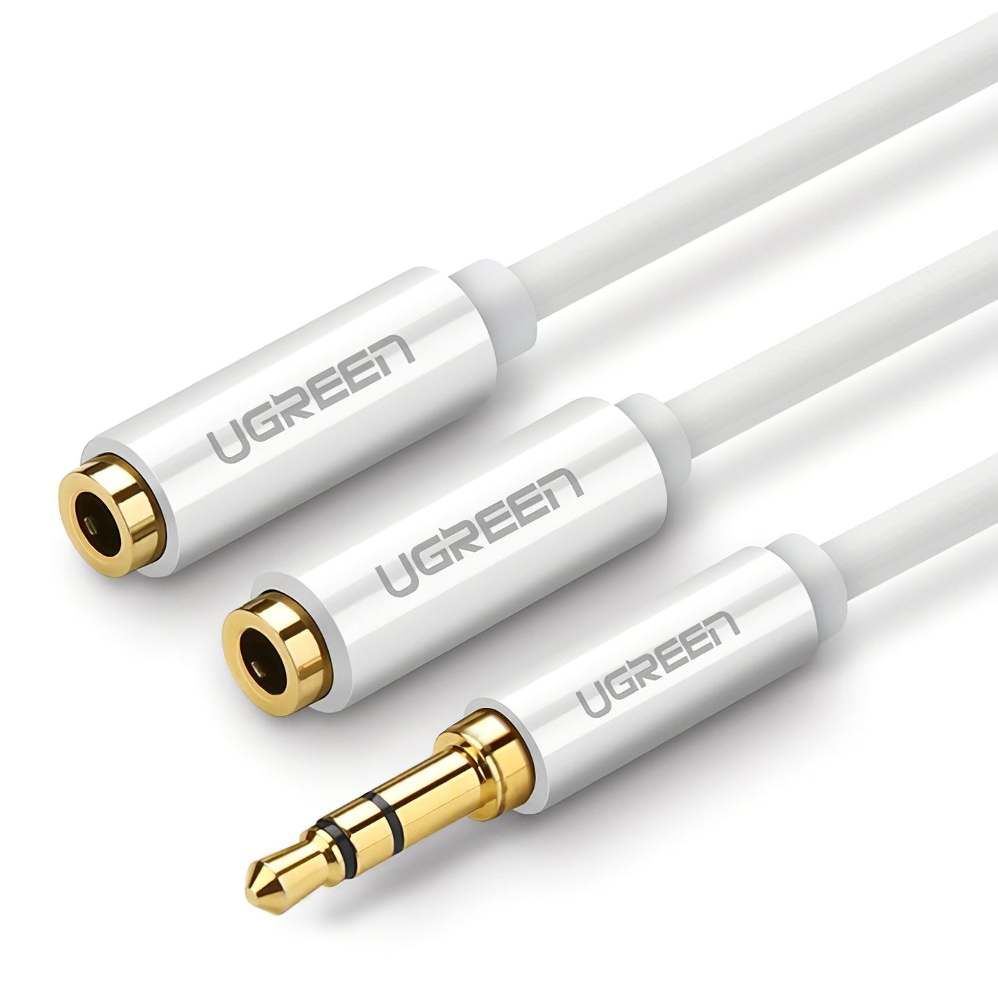 Adaptor Audio Splitter 3.5mm - 2 x 3.5mm UGREEN AV123 2in1, 0.25m, Hvit