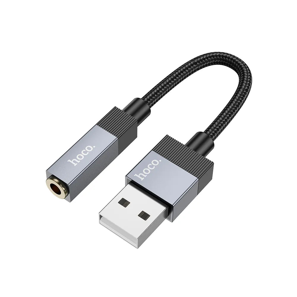 HOCO UPA32D lydadapter, USB-A - 3,5 mm, svart