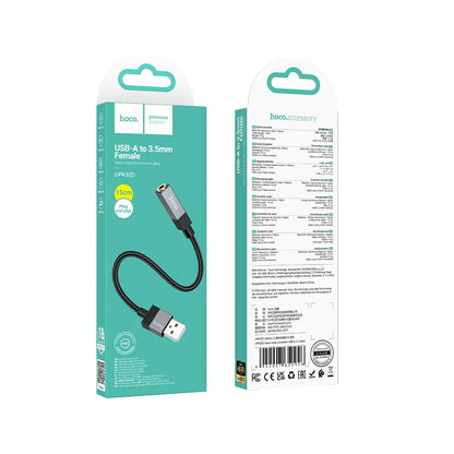 HOCO UPA32D lydadapter, USB-A - 3,5 mm, svart