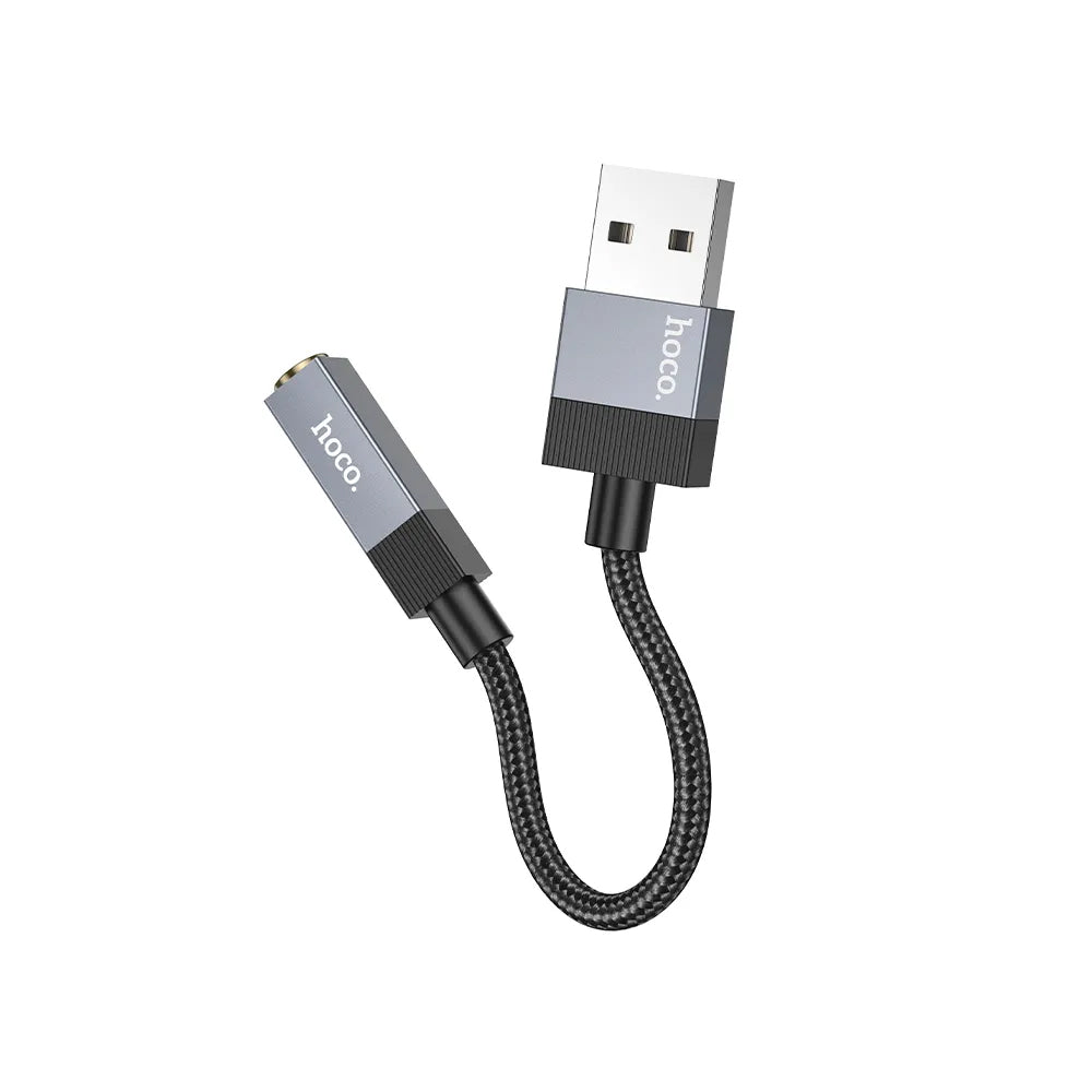 HOCO UPA32D lydadapter, USB-A - 3,5 mm, svart