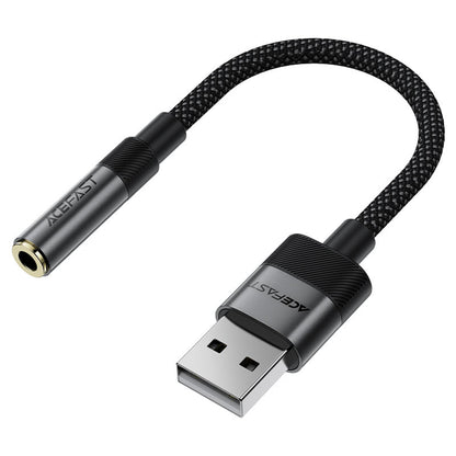 Audioadapter Acefast J13, USB-A - 3,5 mm, Svart