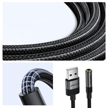 Audioadapter Acefast J13, USB-A - 3,5 mm, Svart