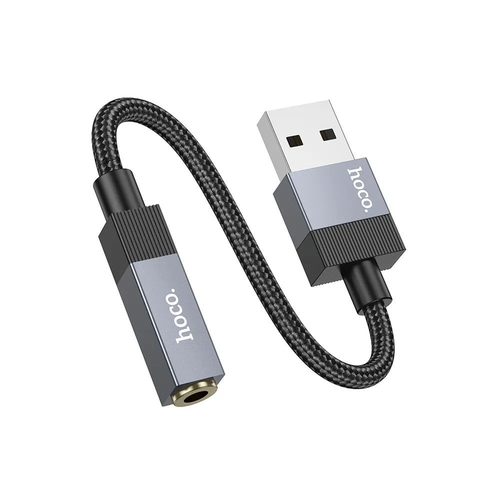 HOCO UPA32D lydadapter, USB-A - 3,5 mm, svart