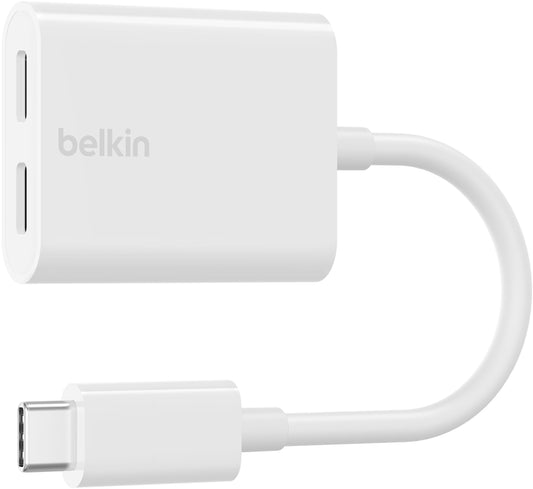 USB-C lydadapter - USB-C / USB-C Belkin RockStar, hvit F7U081btWH
