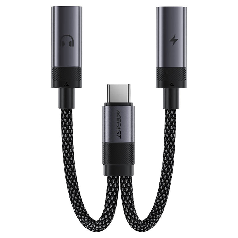 USB-C lydadapter - 2 x USB-C Acefast J14, Svart