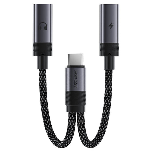 USB-C lydadapter - 2 x USB-C Acefast J14, Svart