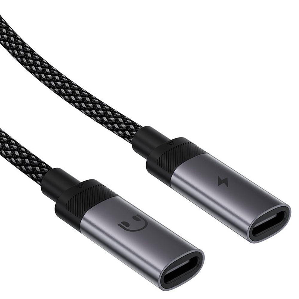 USB-C lydadapter - 2 x USB-C Acefast J14, Svart