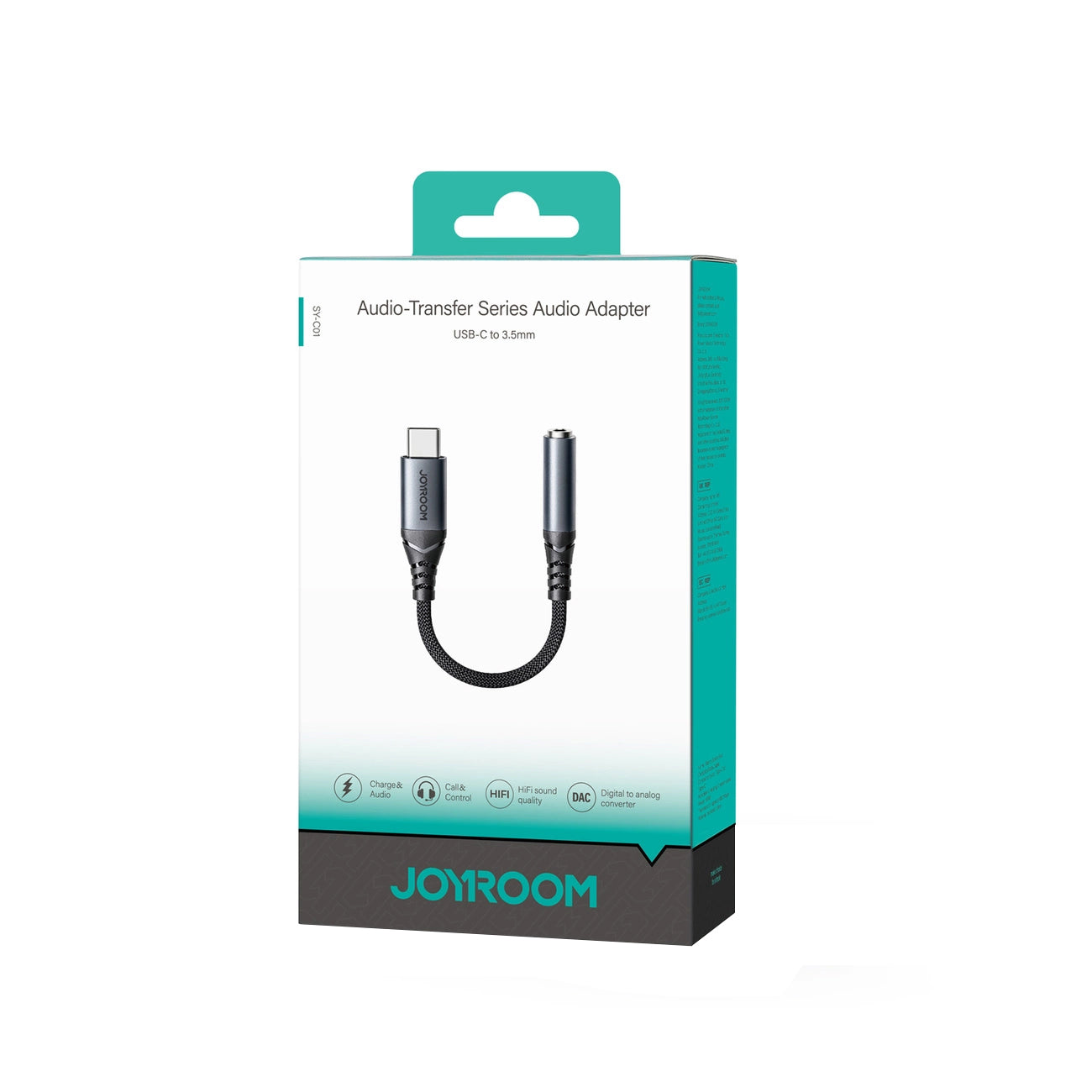 USB-C til 3,5 mm lydadapter Joyroom SY-C01, Svart