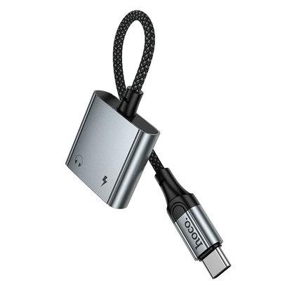 USB-C lydadapter - USB-C / USB-C HOCO UPA34A, grå