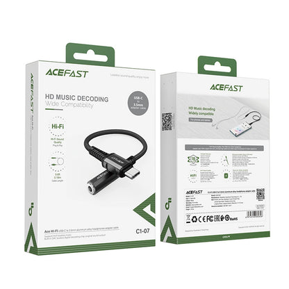 Audioadapter USB-C - 3.5mm Acefast C1-07, Svart