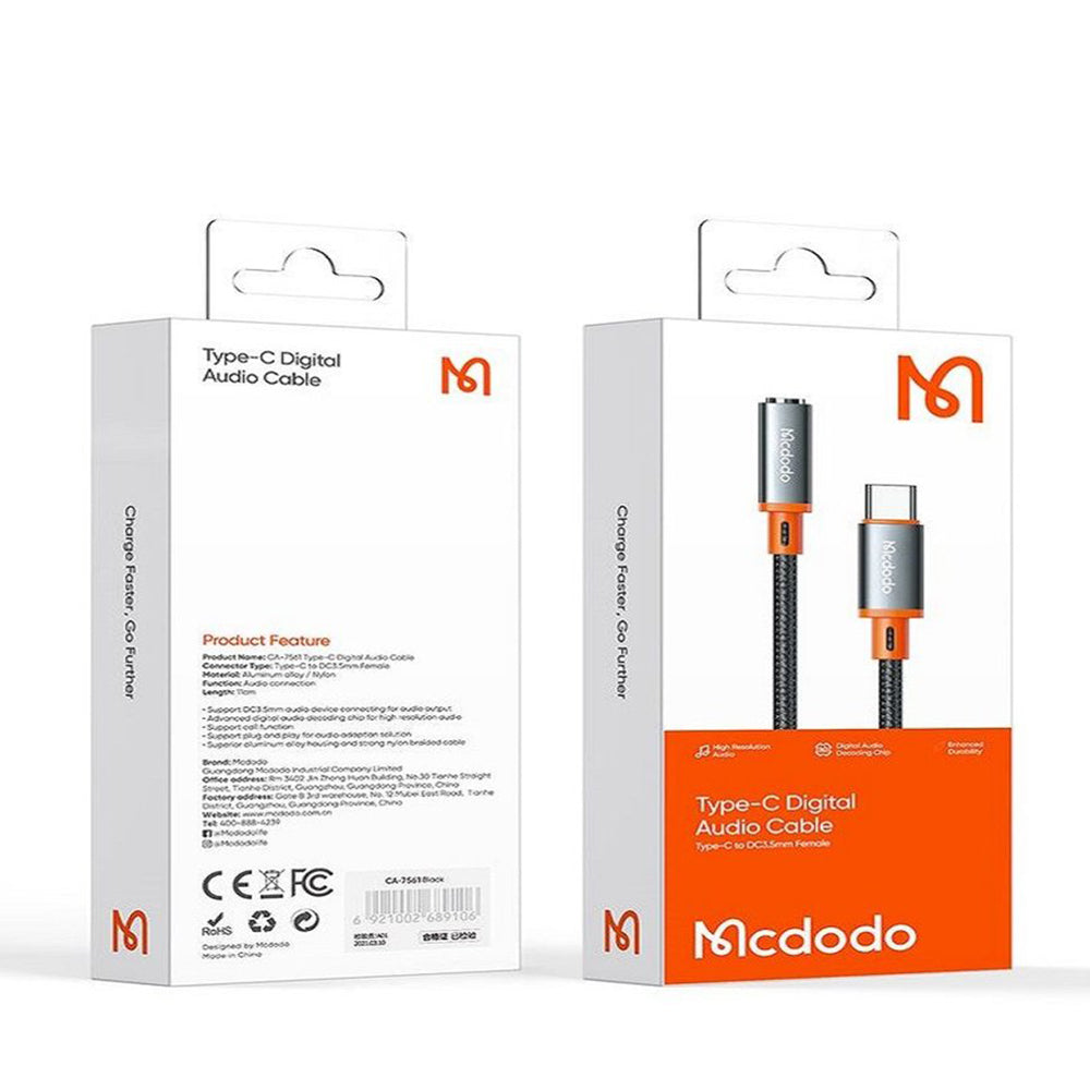 USB-C til 3,5 mm lydadapter McDodo CA-7561, Svart