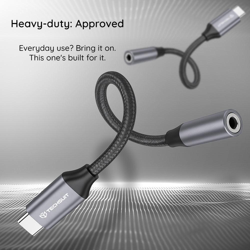 Audioadapter USB-C - 3.5mm Techsuit AC12 FuseXound, Grå, Sett med 2 stykker