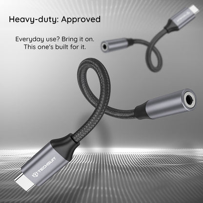 Audioadapter USB-C - 3.5mm Techsuit AC12 FuseXound, Grå, Sett med 2 stykker
