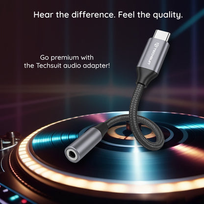 Audioadapter USB-C - 3.5mm Techsuit AC12 FuseXound, Grå, Sett med 2 stykker