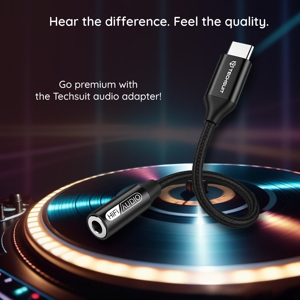 Audioadapter USB-C - 3.5mm Techsuit AC13 FuseXound, Svart