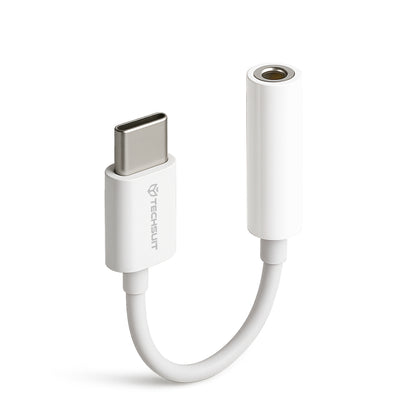 USB-C til 3.5mm lydadapter Techsuit AC18 MusicBox, Hvit, Sett med 2 stk