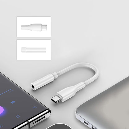 USB-C til 3.5mm lydadapter Techsuit AC18 MusicBox, Hvit, Sett med 2 stk
