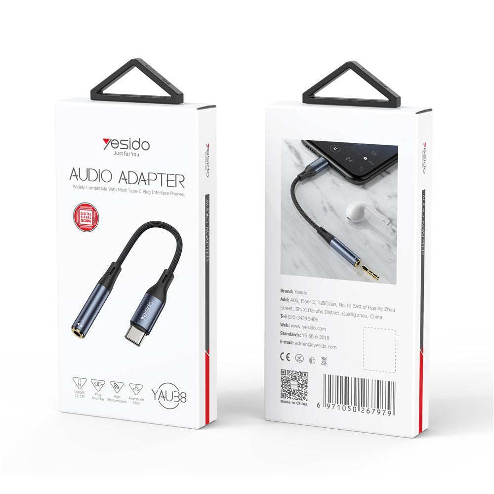 Audioadapter USB-C - 3.5mm Yesido YAU38, Svart