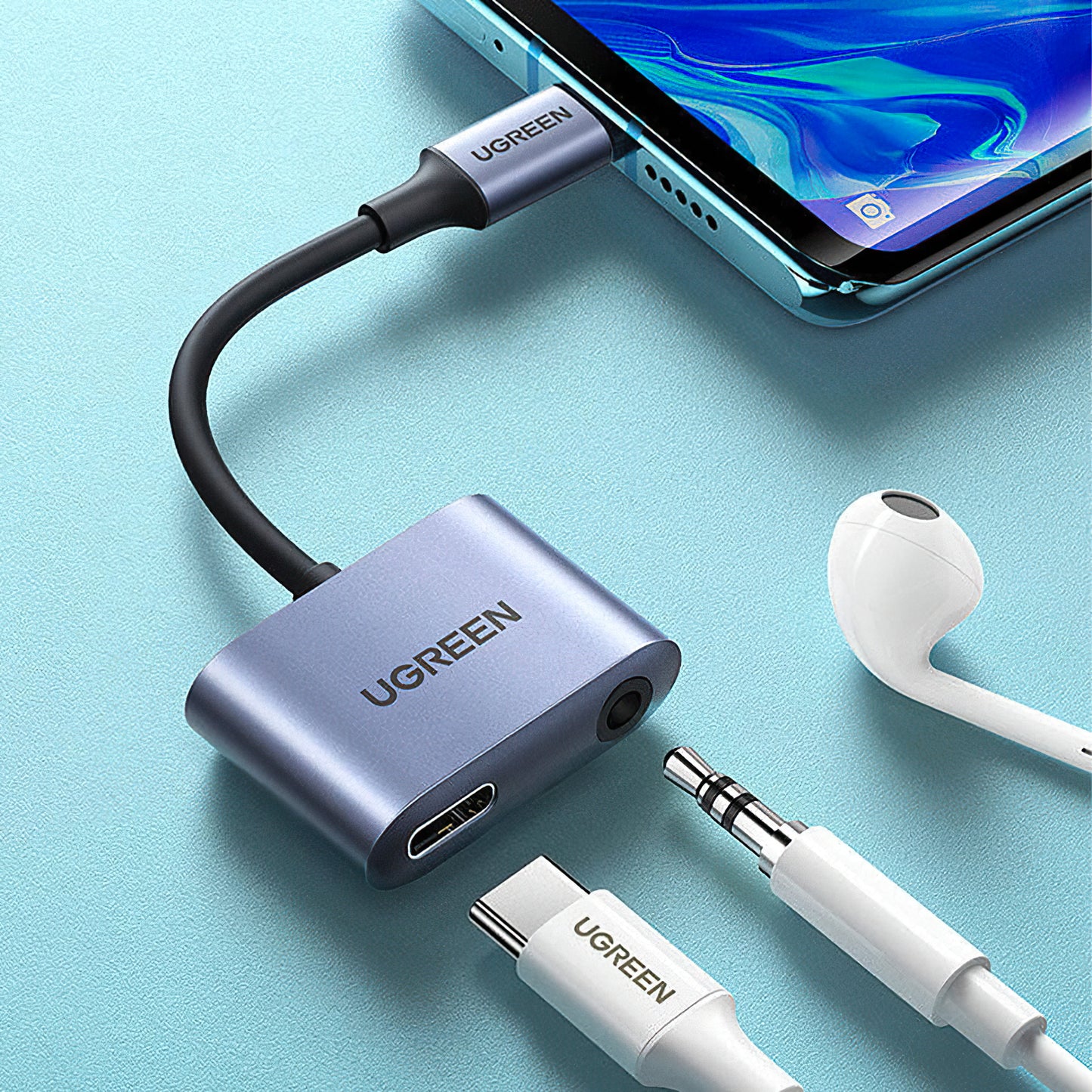 USB-C til 3.5mm / USB-C UGREEN CM231 lydadapter, Grå
