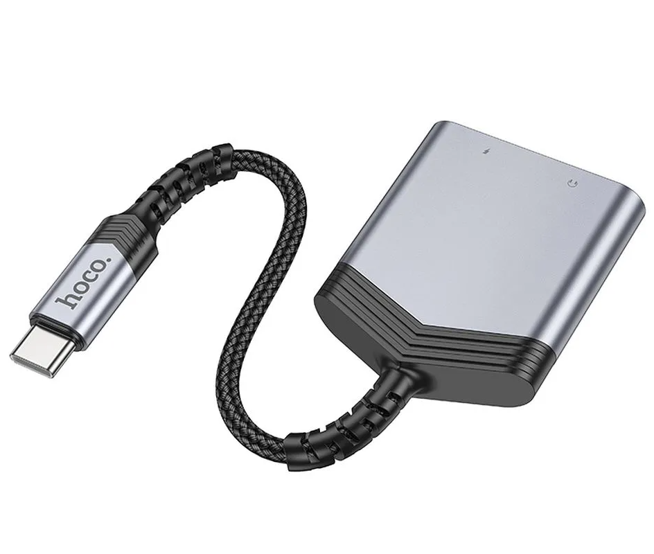 Audioadapter USB-C - USB-C / 3.5mm HOCO LS39, Svart