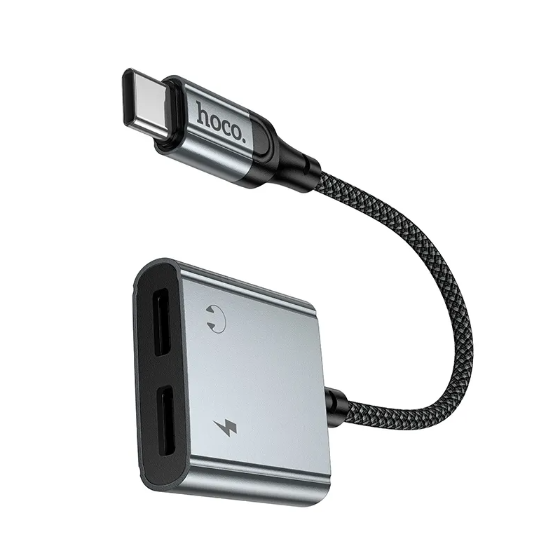 USB-C lydadapter - USB-C / USB-C HOCO UPA34A, grå