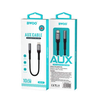 USB-C til 3,5 mm lydadapter BWOO BZ47, Svart