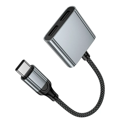 USB-C lydadapter - USB-C / USB-C HOCO UPA34A, grå