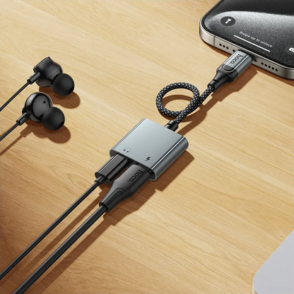 USB-C lydadapter - USB-C / USB-C HOCO UPA34A, grå