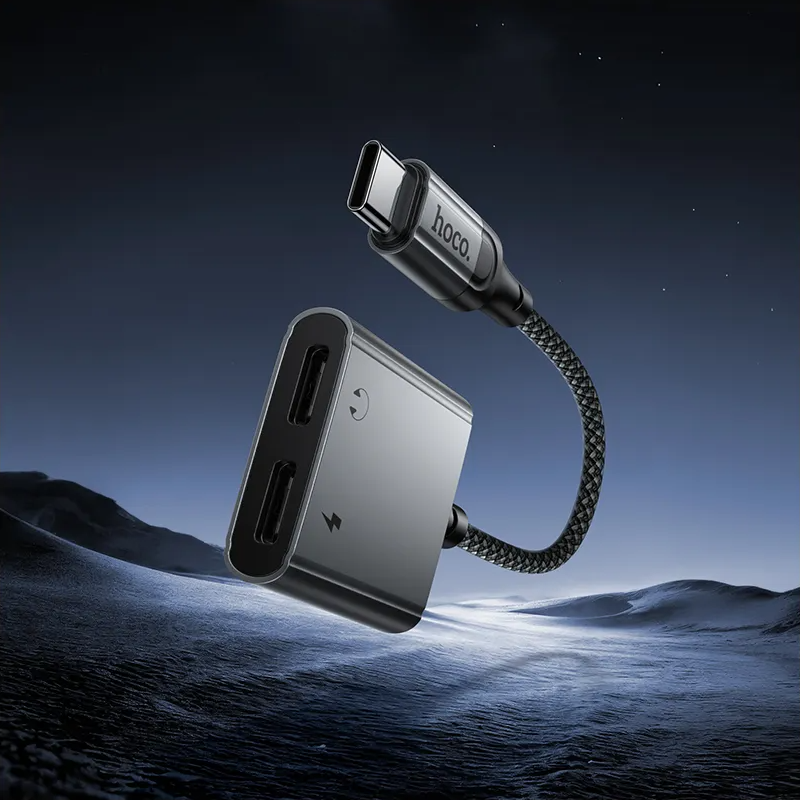 USB-C lydadapter - USB-C / USB-C HOCO UPA34A, grå
