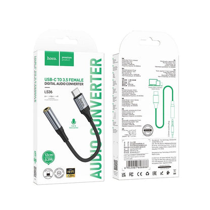 Audioadapter USB-C - 3.5mm HOCO LS36, Grå