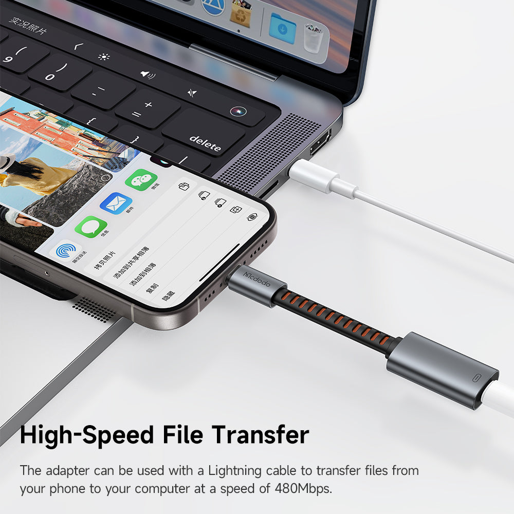 USB-C til Lightning McDodo lydadapter CA-4870, Grå